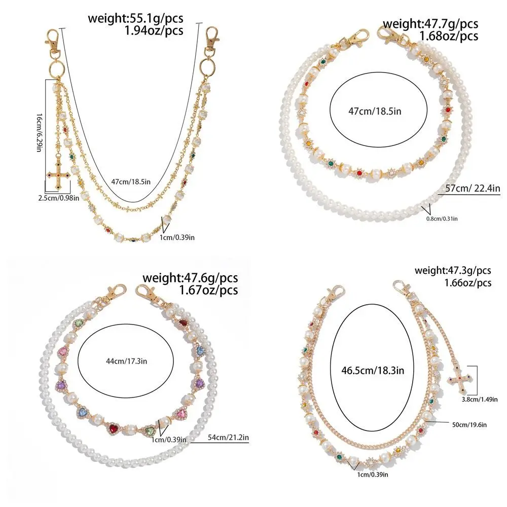 Rantai Pinggang Mutiara Rumbai Fashion Rantai Jeans Rumbai Gotik Aloi Seng Rantai Sabuk Punk Hip Hop Harajuku Pria