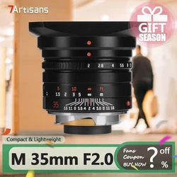 7artisans M 35mm F2.0 Manual Focus Full Frame Portrait Prime Camera Lens for Leica M Mount M2 M3 M4 M5 M6 M7 M8 M9P M10 M262