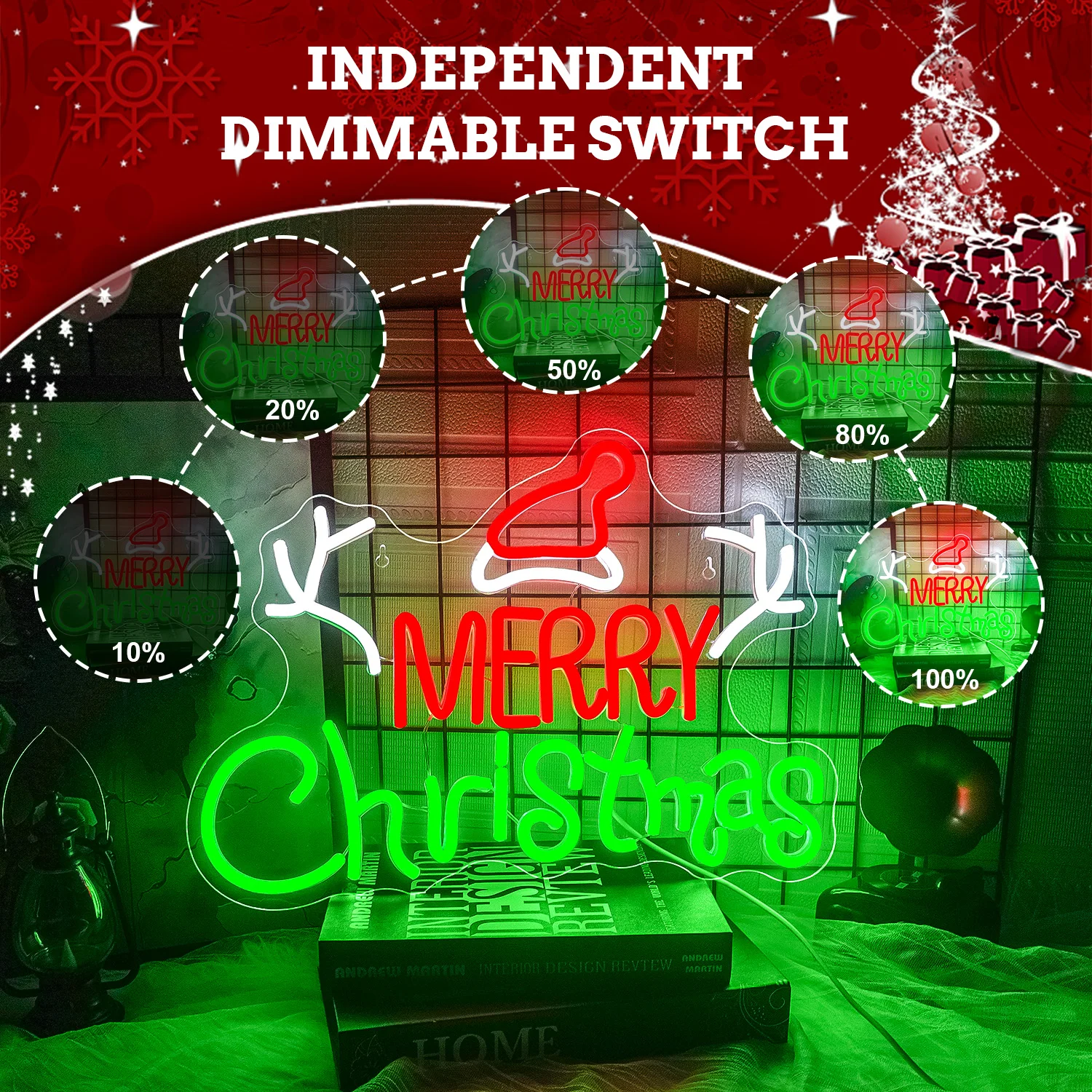 Frohe Weihnachten Neon Led Zeichen Weihnachten Geweih Wand Dekor Für Raum Dekoration Home Party Shop Zeichen Dimmbare Weihnachten Logo USB Power