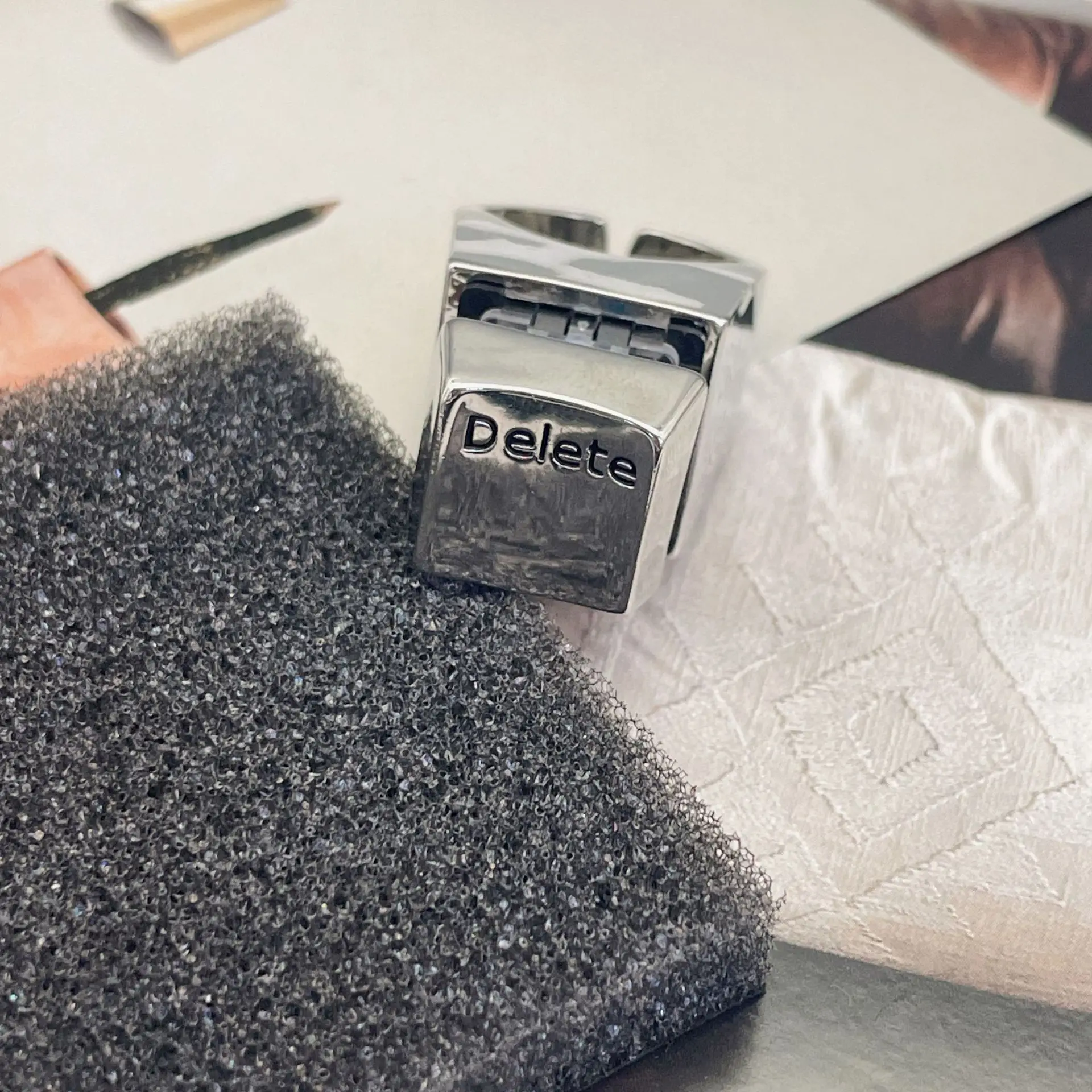 Creative Funny Delete Ring Reduce Pressure Free Size EDC Tools for Gifts