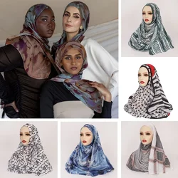 Muslim Fashion Watercolor Printed Cotton Hijab Spring Summer Sunscreen Scarf Arabian Tie-dye Long Shawls Turkish Headscarf