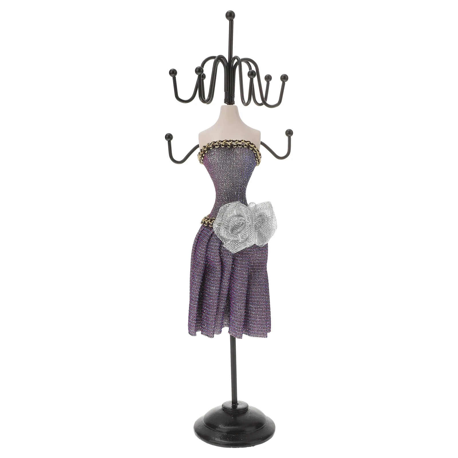

Wrought Iron Jewelry Stand Necklace Display Rack Girls Holder Organizer Resin Trays Earring Crystal Gift Small