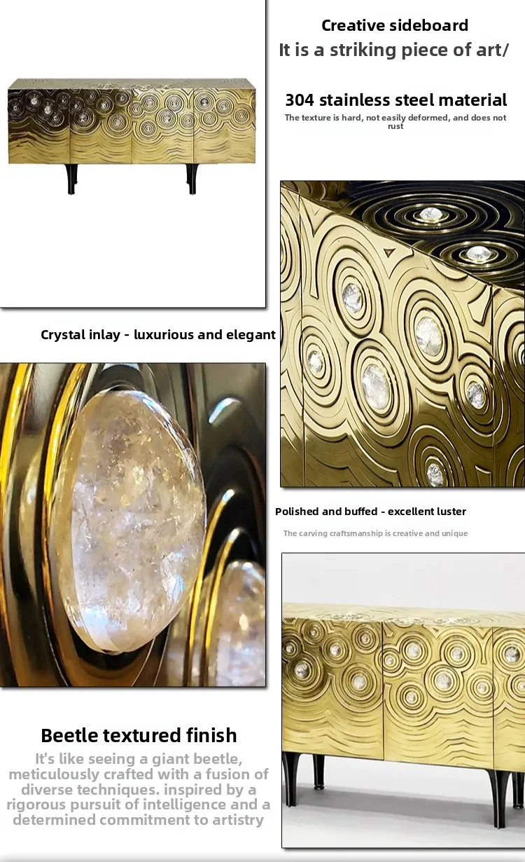 خزانة جانبية إيطالية فاخرة من الفولاذ المقاوم للصدأ مصممة لخزانة تخزين إبداعية فيلا فاخرة