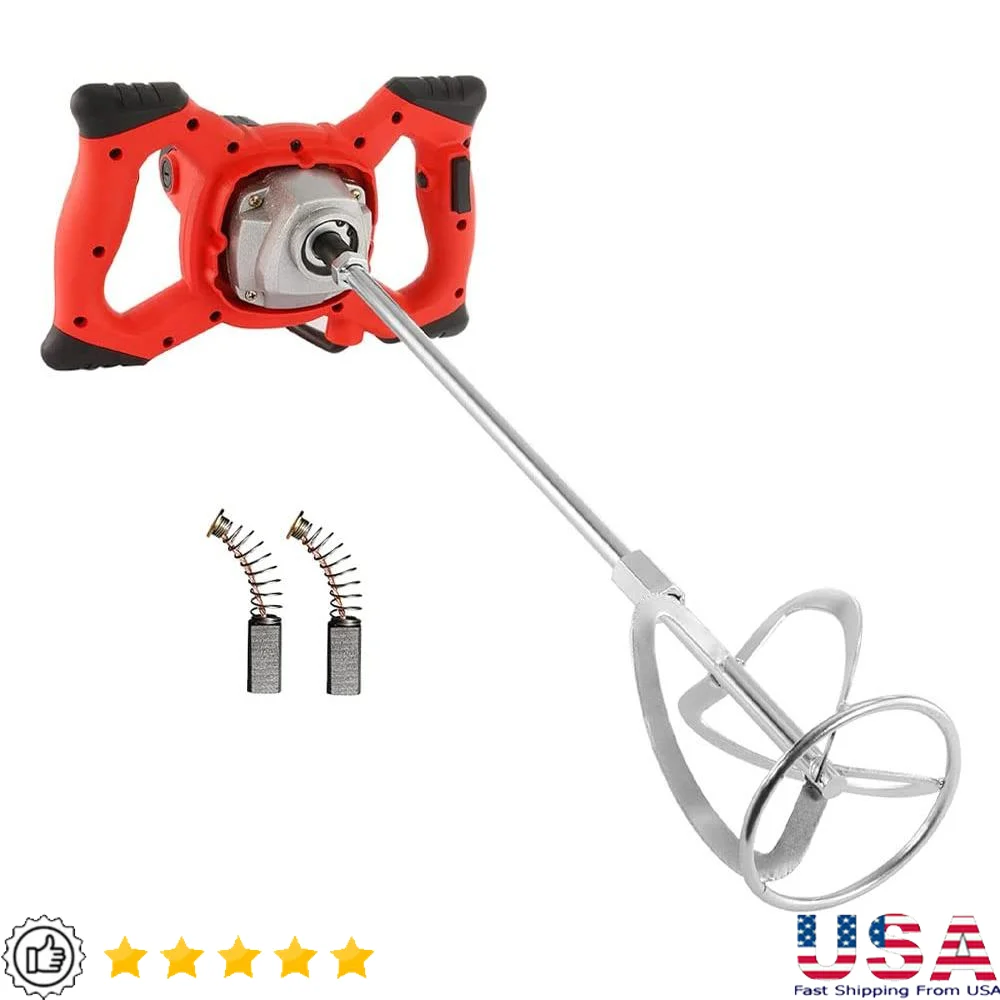 Electric Handheld Cement Mixer 2100W Mortar Concrete Paint Grout Mixing Tool 6 Speed Dual Handle Design Strong Copper Motor