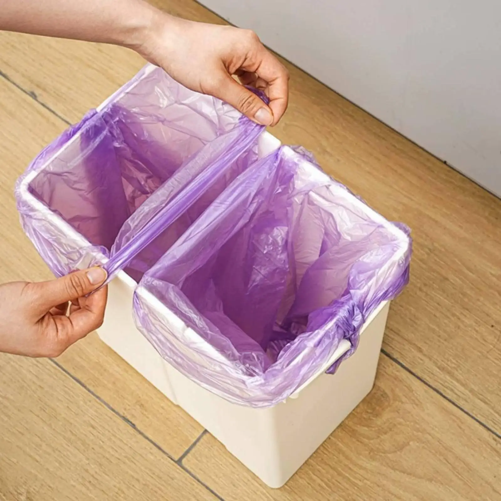 Wall Mounted Bin Compact Waste Bin with Odor Control Lid Dual Compartment Garbage Container for Home Kitchen
