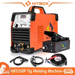 HITBOX-Machine à souder Tig avec onduleur IGBT 2T/4T HF TIG/MMA, anciers de coque Argon Pride, soudeuse à impulsion numérique HBT250P