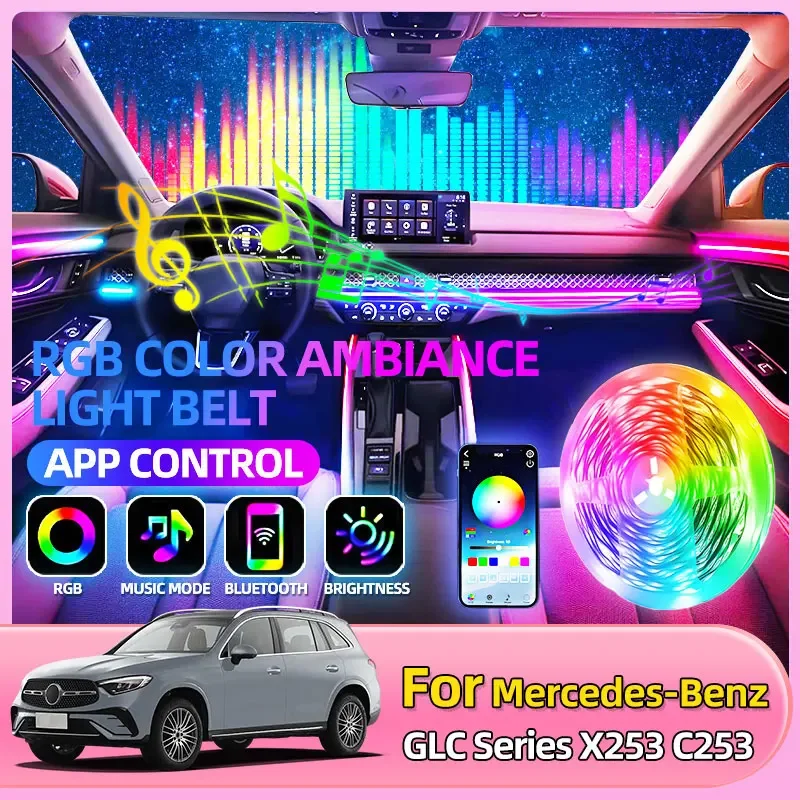 Светодиодный внутренний атмосферный светильник автомобиля для Mercedes-Benz GLC серии X253 C253 GLE SLC R172 AMG GT A/B/C/E/S/Class GLB GLC GLE