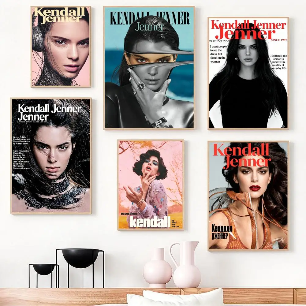 actress Kendall Jenner Poster Poster HD Frameless Creamy Style Home Decor Wall Art for Living Room Bedroom Gift