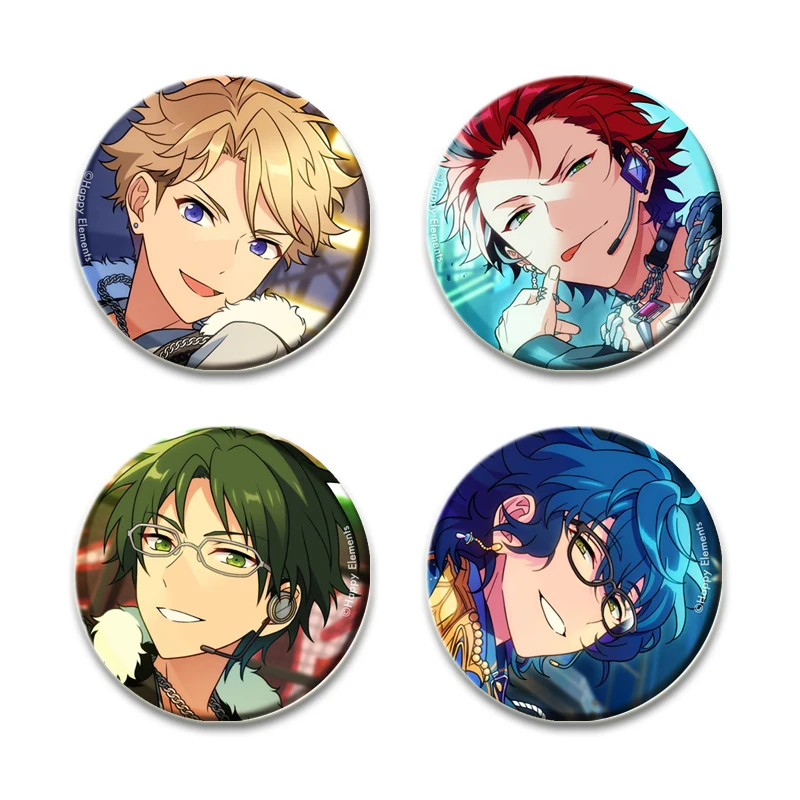 Round Cartoon Snap-in Brooches Ensemble Stars Tinplate Pins for Backpack Cothes Accessories Anime Collection Badge Decoration