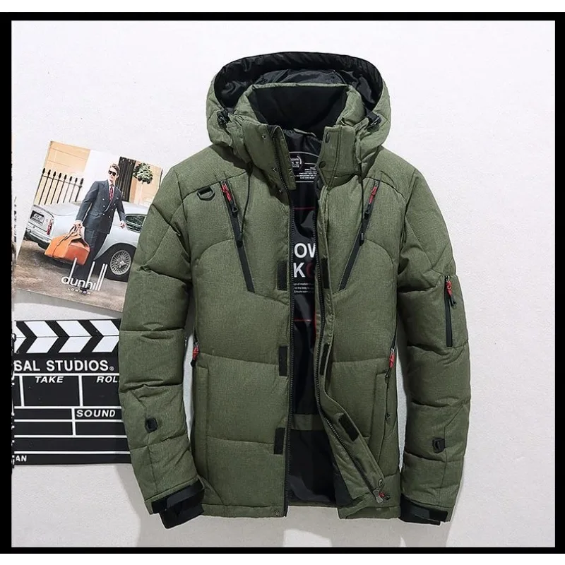 

Куртка унисекс, мужская зимняя парка, мужская куртка на белом утином пуху с капюшоном, уличное толстое теплое стеганое зимнее пальто, топы большого размера