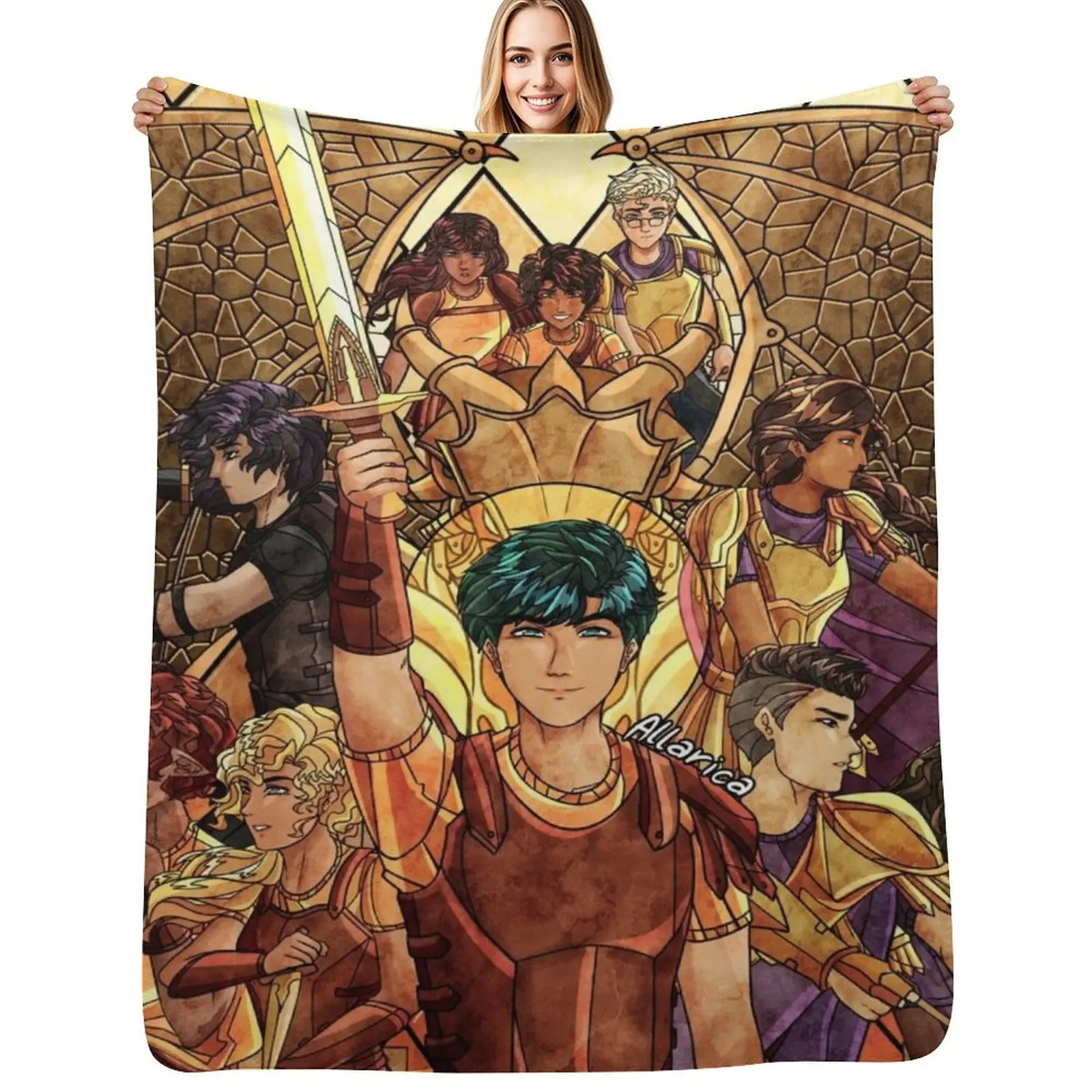 

Percy Jackson Stained Glass Throw Blanket Loose Shaggy Bed Fashionable Soft Plush Plaid Blankets
