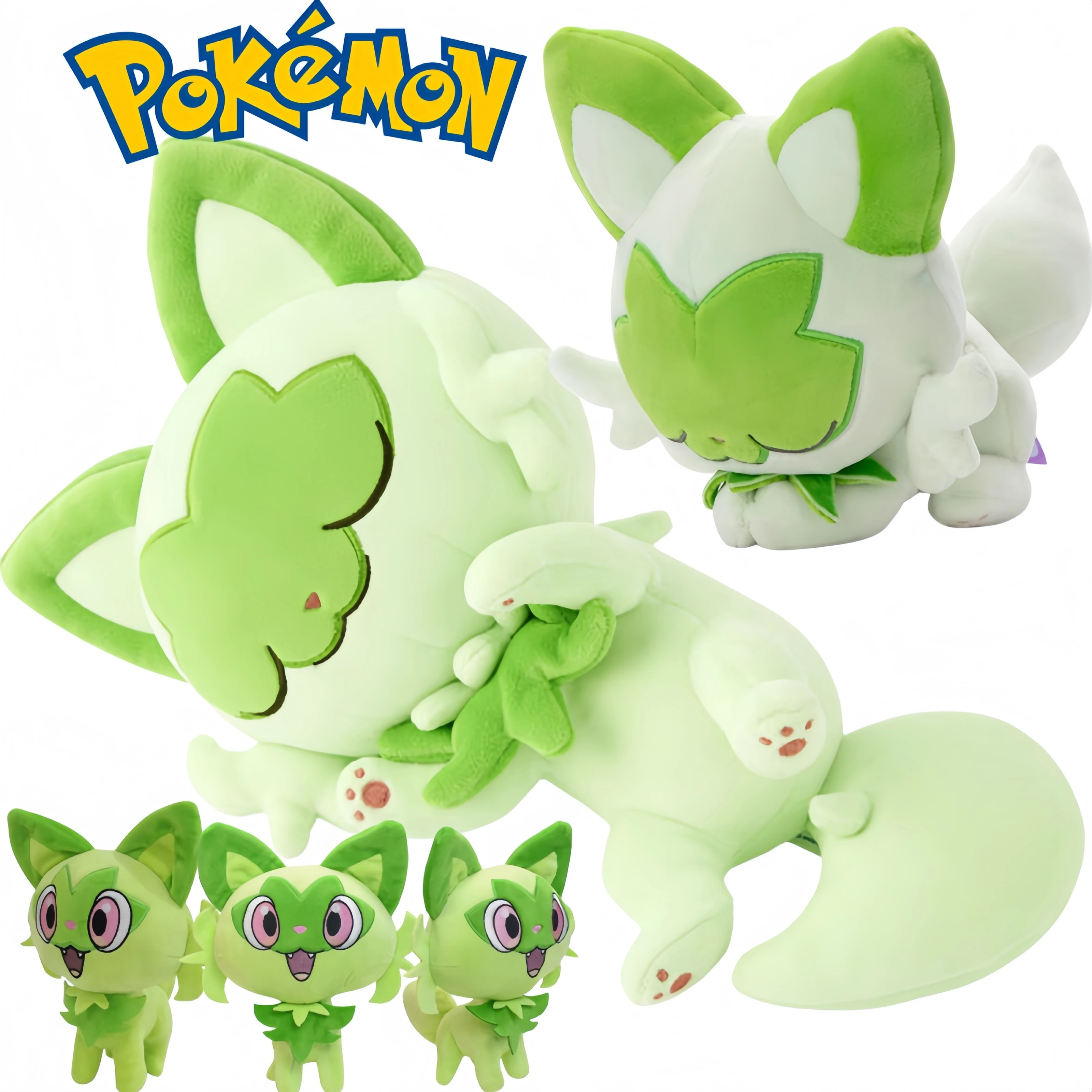 Schlafendes Liegendes Sprigatito Plüschtier Anime-Figur Modell Floragato Meowscarada Quaxly Fuecoco Sobble Scorbunny Cinderace Anime-Spielzeug