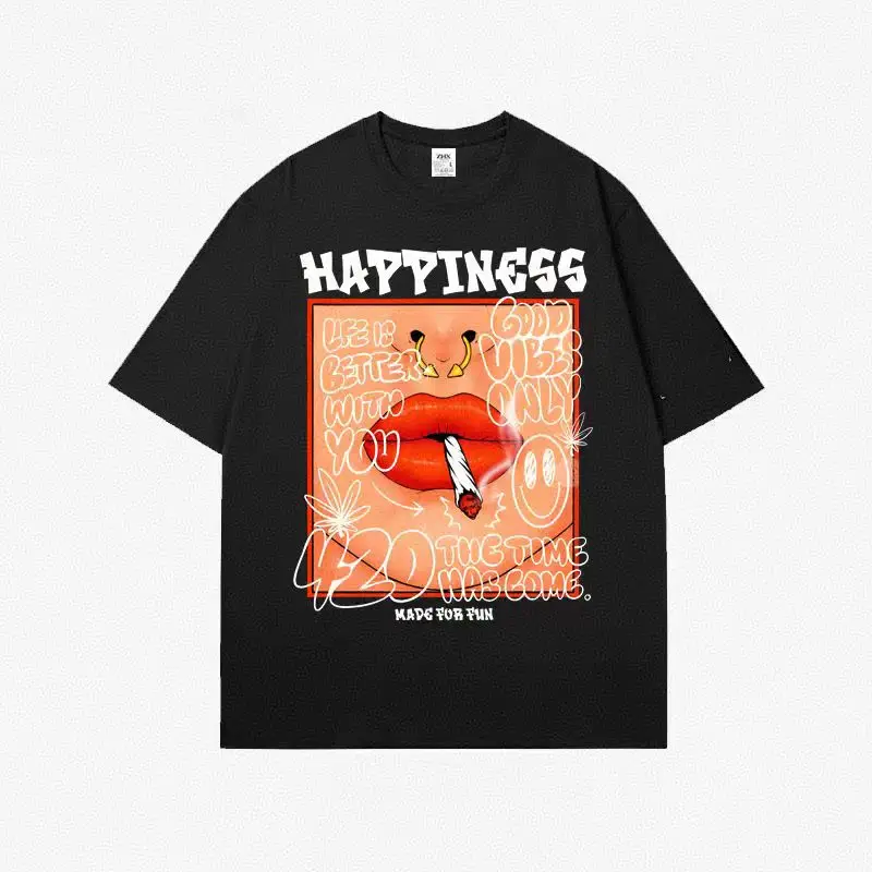 

2025 New spoof cartoon high luxury brand printed short-sleeved T-shirt men's and women's retro street short-sleeved T-shirt