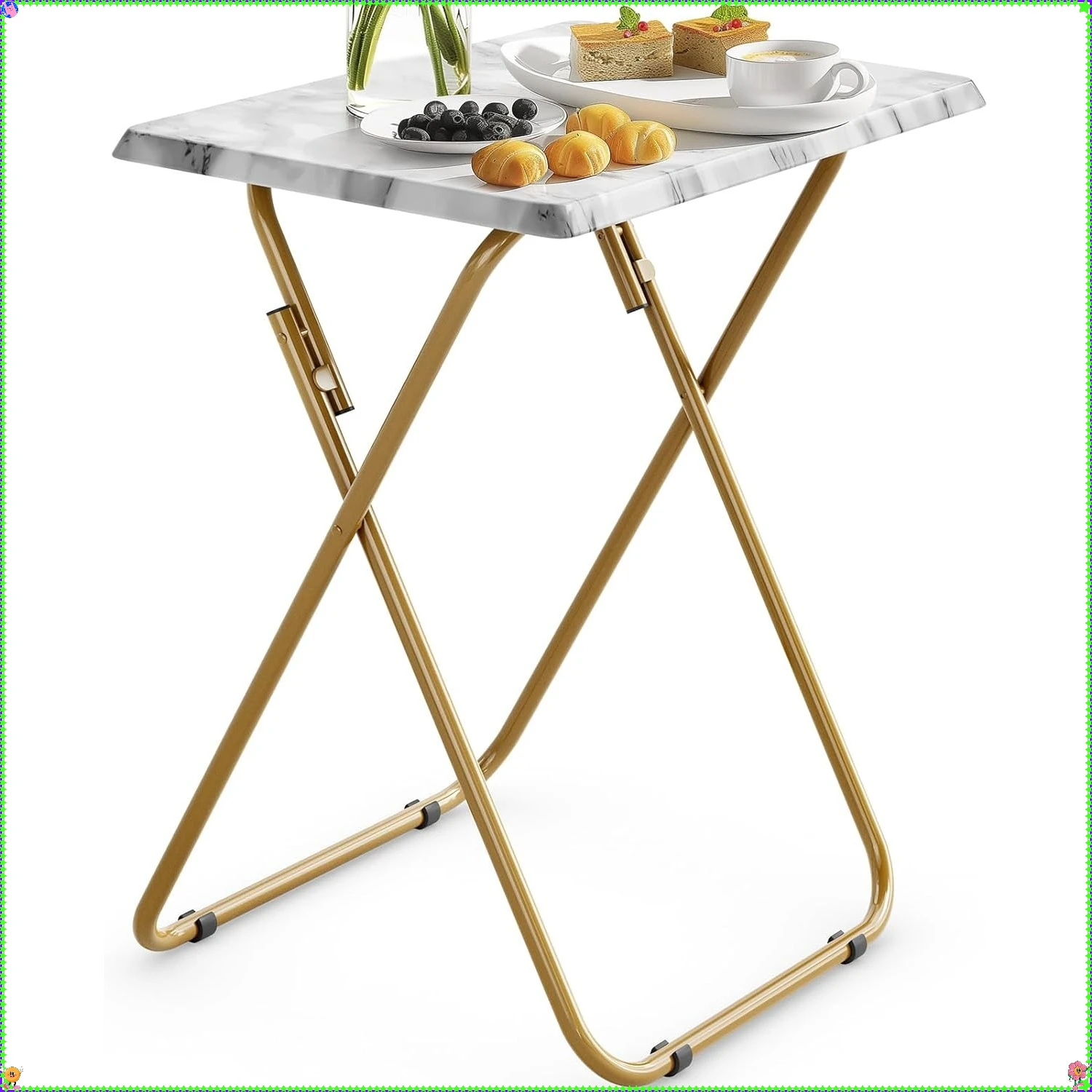 

No-Assembly Marble Texture TV Tray - Folding Snack Table & Stable Dinner Tray for Living Room & Bedroom