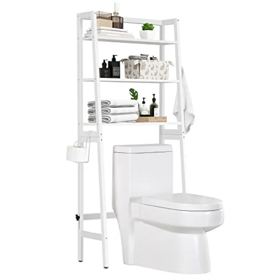 

Over The Toilet Storage Wooden 3-Tier Over-The-Toilet Rack Bathroom Space Saver Organizer Freestanding Above Toilet with Toilet