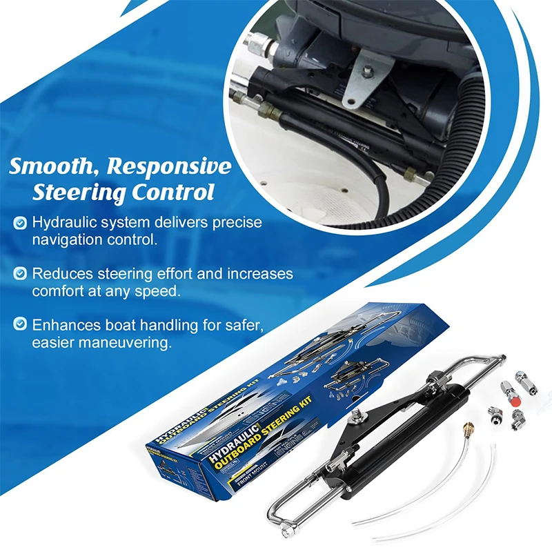 150HP Hydraulic Outboard Steering Cylinder Kit Replaces for Seastar HC4645H, for Yamaha, Marine Boat Hydraulic Steering System