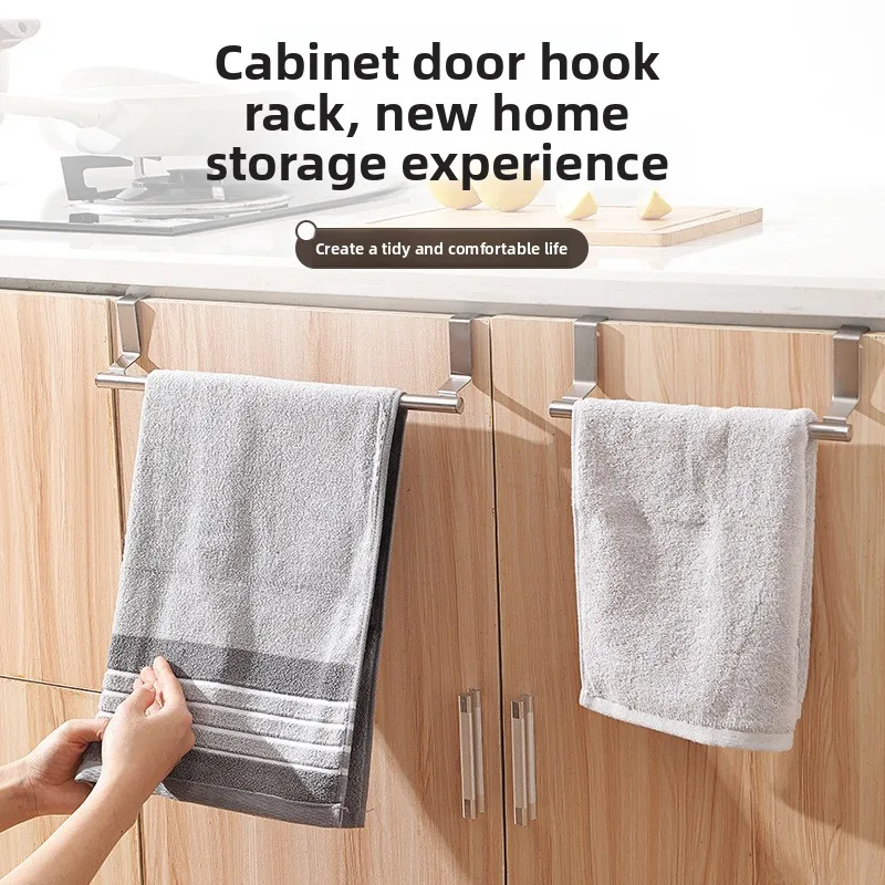 

Вешалка для полотенец над дверью, органайзер для полотенец из нержавеющей стали, органайзер для хранения полотенец, ванная комната, кухонный шкаф, дверная подвесная вешалка для полотенец