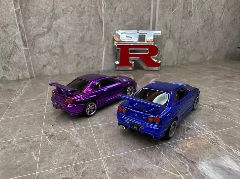 Nissan RLC GTR R34 Skyline High Simulation Diecast Metal Alloy Modèle de voiture, Collection de jouets pour enfants, Cadeaux, 1:64