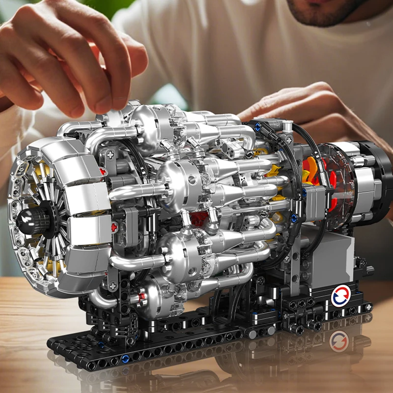 Molde rei 10216 brinquedos de motor de carro técnico o motor turbojet motorizado bloco de construção conjunto de motor crianças presente natal