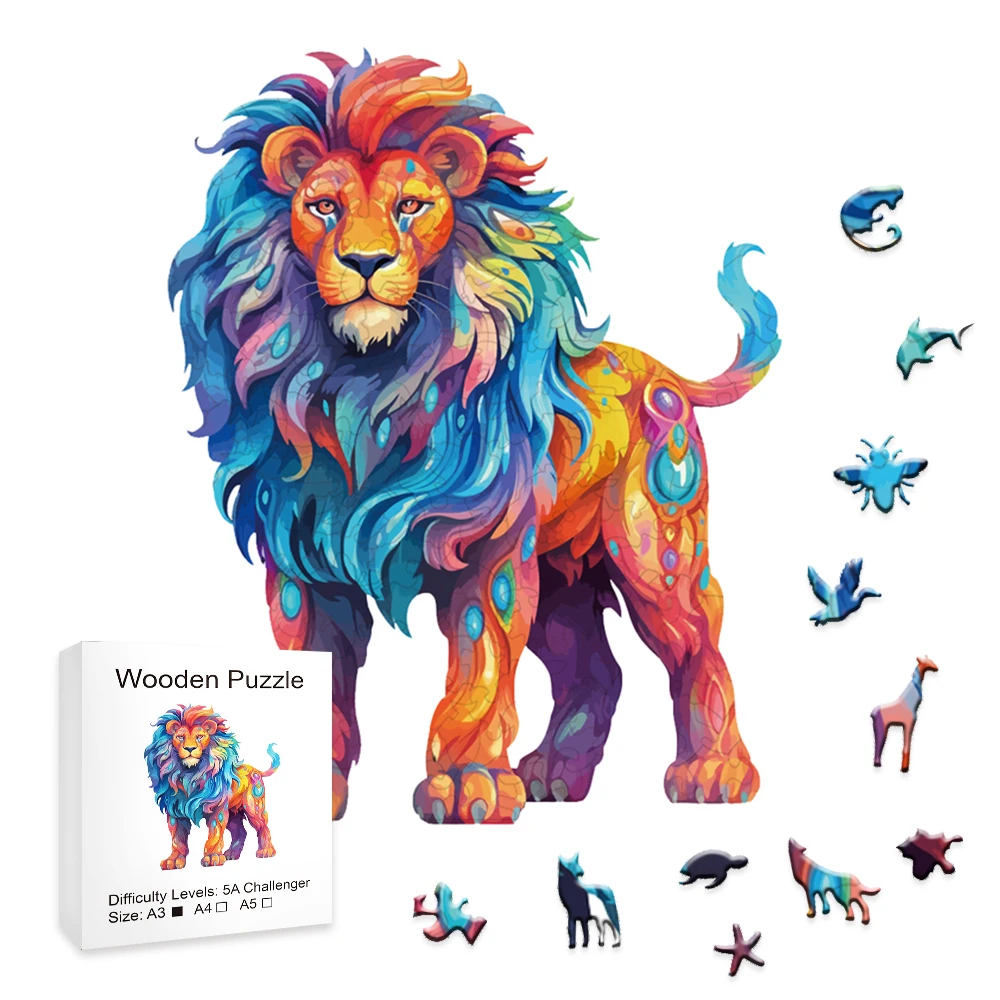 Lion King Wooden Puzzle Irregular Animal Shape Party Game Christmas Gift For Family And Friends