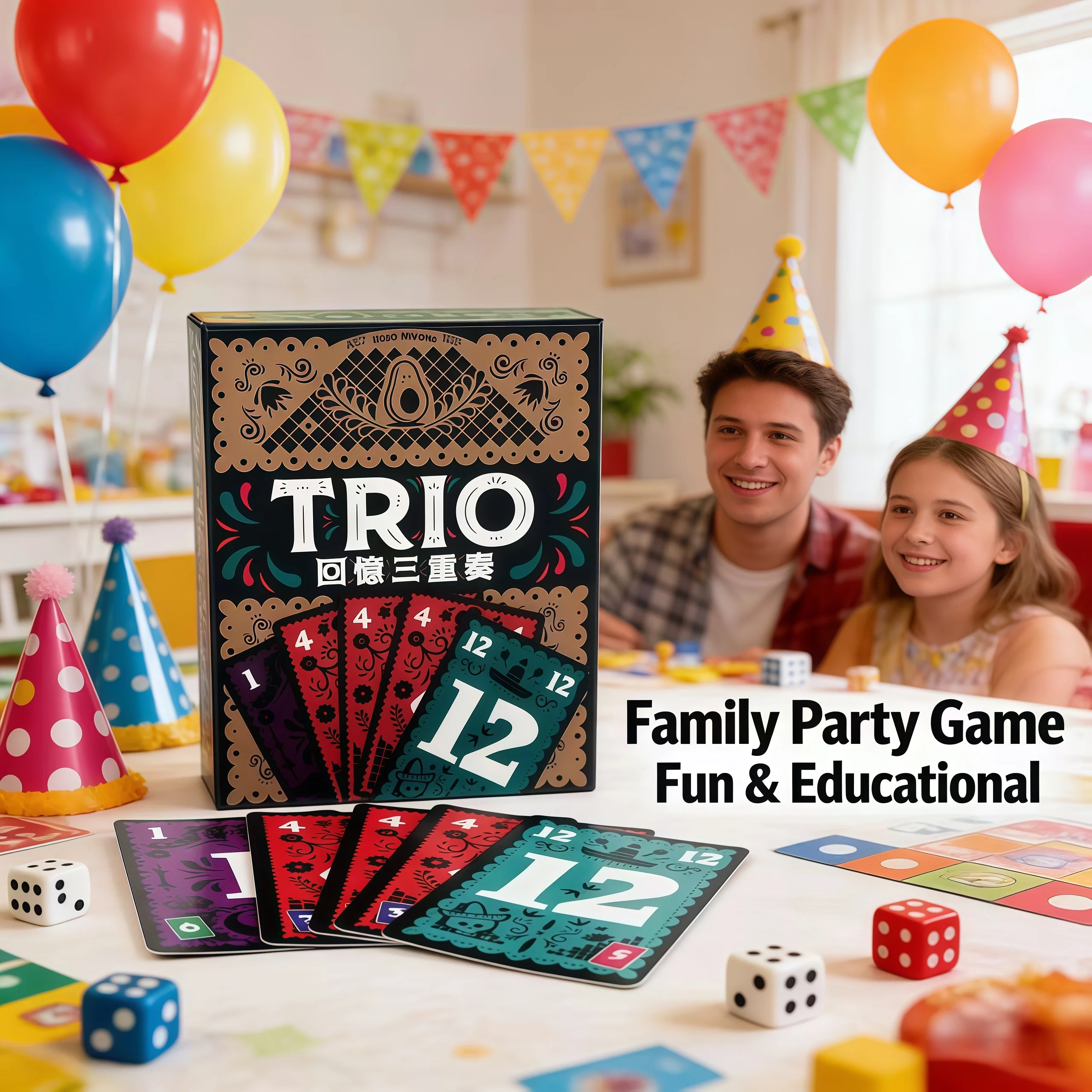 베스트셀러 트리오 전략 보드게임 - 다채로운 카드로 즐기는 가족 게임, 가족 게임 나이트, 파티 게임에 적합