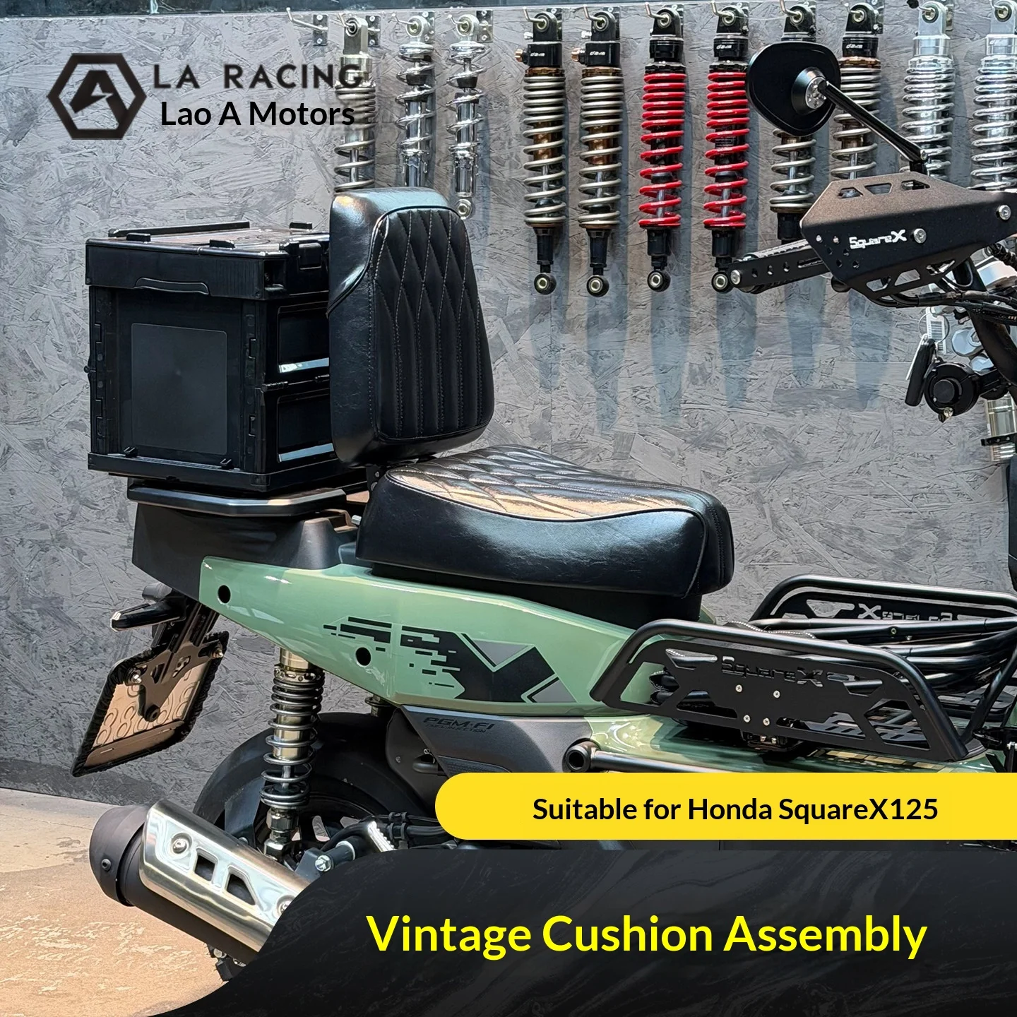 【Premium】For Honda SquareX125 retro seat cushion assembly, front and rear seat cushions, rear rack accessories