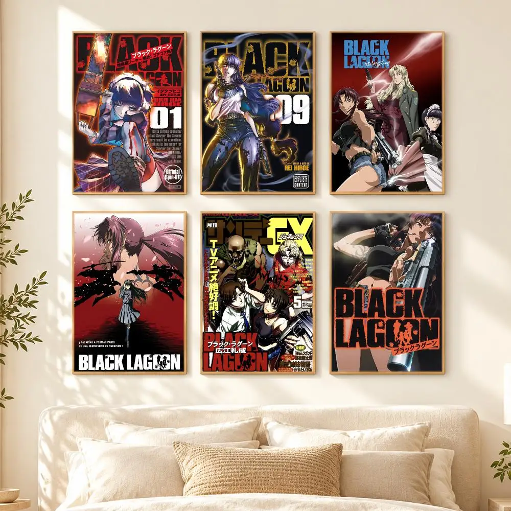 anime Black Lagoon Poster Poster HD Printing Cozy Nordic Style for Home Decor for Living Room Bedroom Cafe Gift