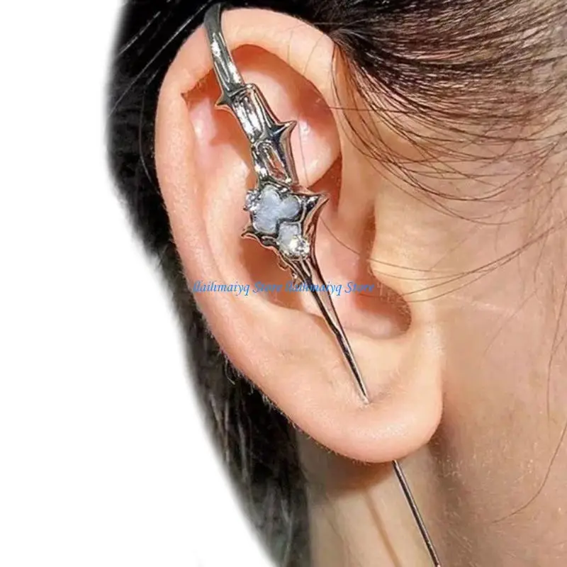 573B Retro Geometric Four-Pointed Star Earrings Niche Advanced Anti-sensiti Front and Back Earrings Puncture Ear Needle