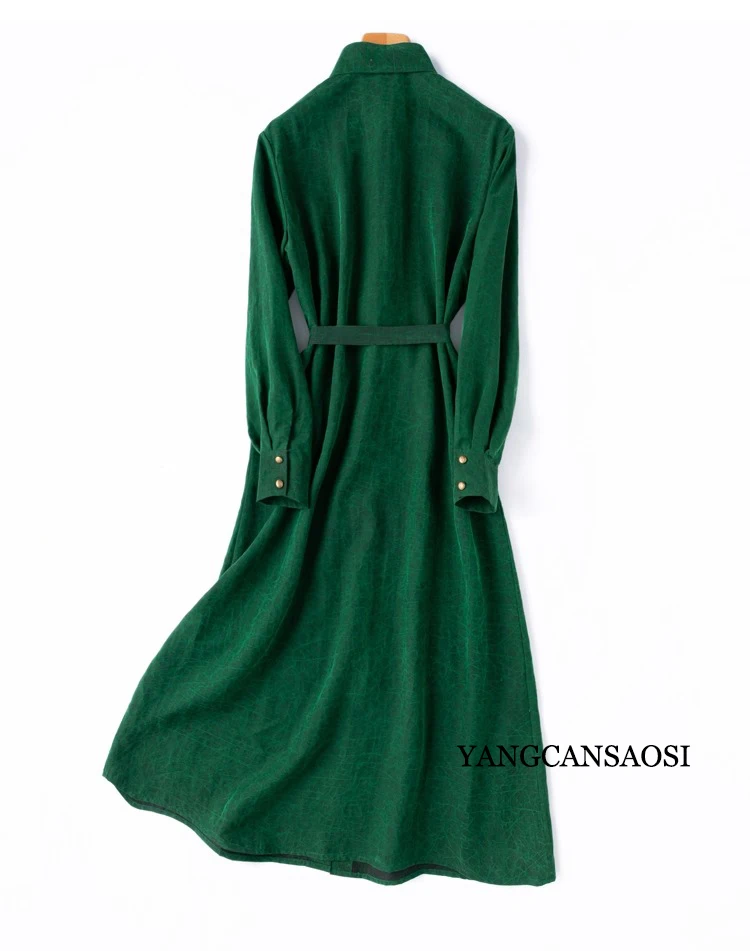 جودة تحسس الرجعية الغابات الخضراء 100% التوت الطبيعي الحرير السلاحف الكراك عبق سحابة الغزل كم طويل فضفاض الدانتيل قميص فستان