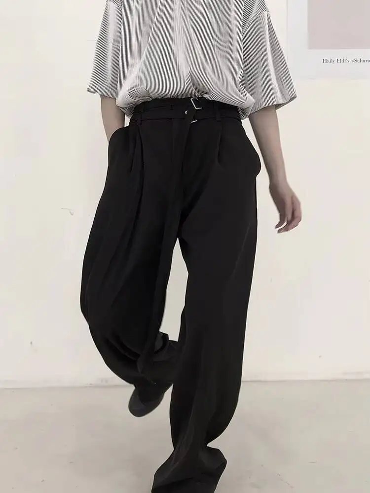 

Ladies Wide Leg Pants Spring And Autumn New Classic Black Personality High Waist Design Style Leisure Loose Large Size Pants