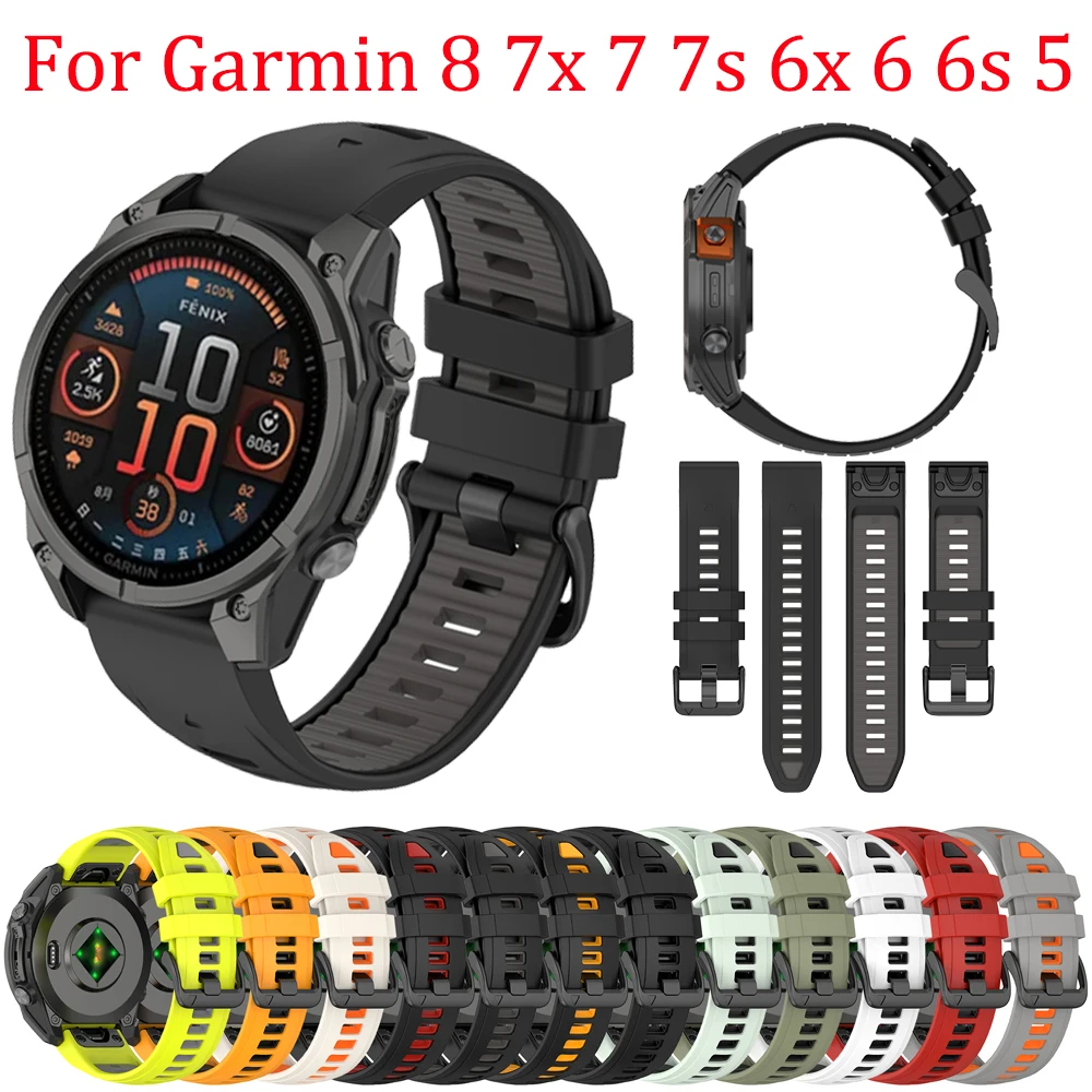 20 22 26MM cinturino in silicone per Garmin 8 E 7X 7 7S 6X 6 Pro Quickfit cinturino Fenix 5X 5 5S braccialetto orologio intelligente