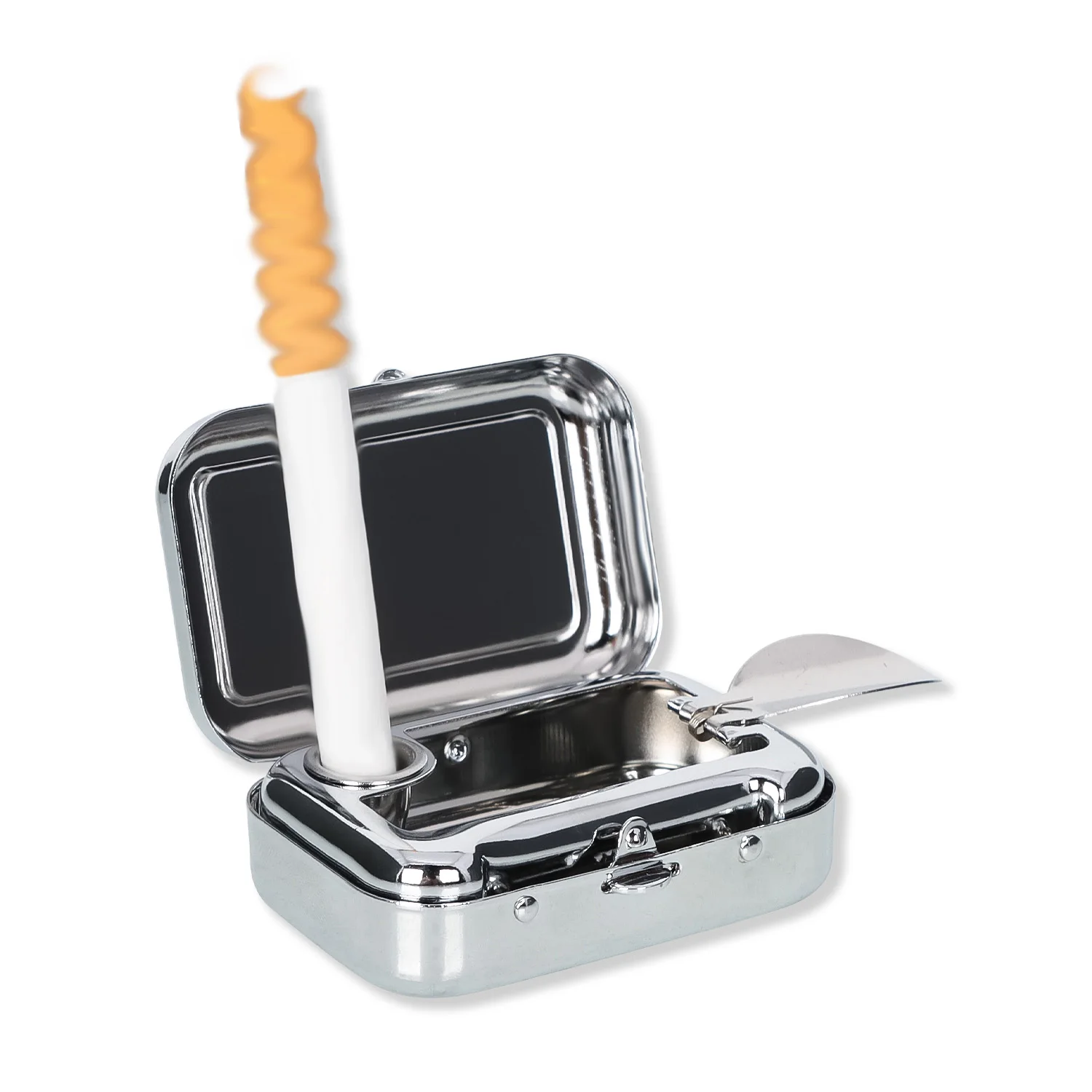 Creativity Ashtrays Anti-scalding Mini Portable Stainless Steel Square Pocket Ashtray With Lids Cigarette Ash Holder Gifts