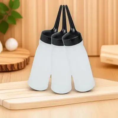 

3pcs Empty Squeeze Applicator Bottles With Graduated Scale Fine Tip For Hair Color Dye Shampoo Conditioner Oil Lotion Refillable