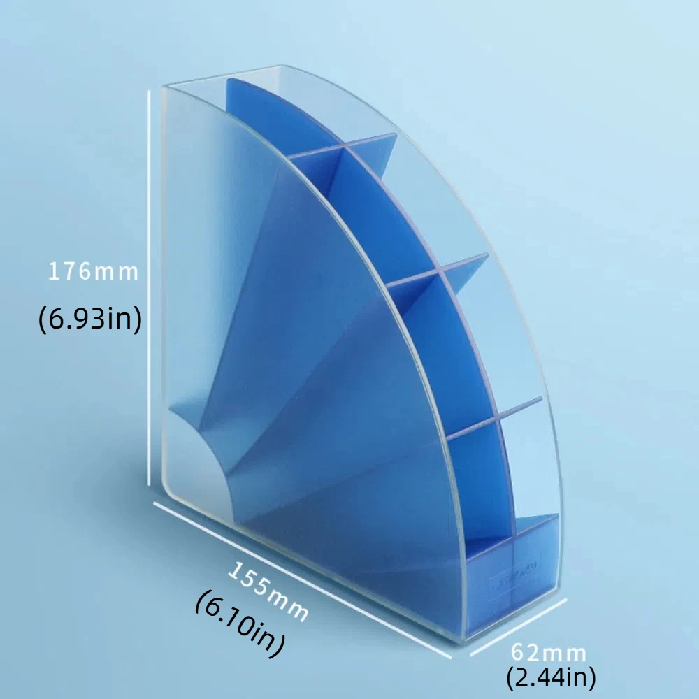 Slant Insertion 8 Grid Pen Storage Box Sector Large Capacity 8 Grid Pen Holder Space Saving Storage Stationery Organizer