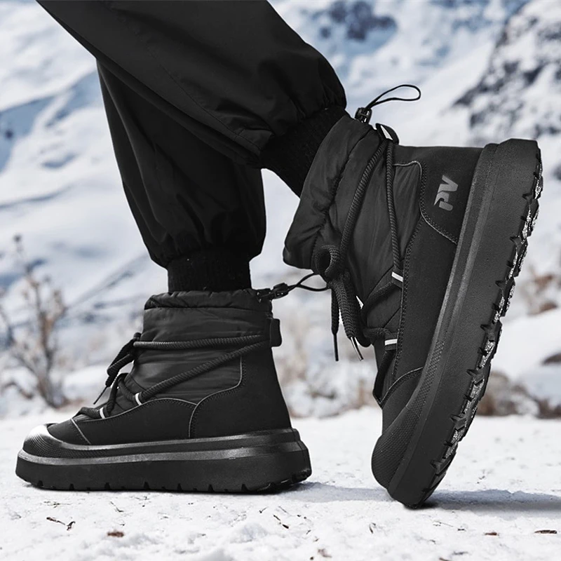 جديد كبير الحجم خفيف الوزن عالي الجودة مضاد للانزلاق الصوف ودافئ قدم واحدة في الهواء الطلق أحذية الثلوج غير رسمية للرجال في الشتاء #6