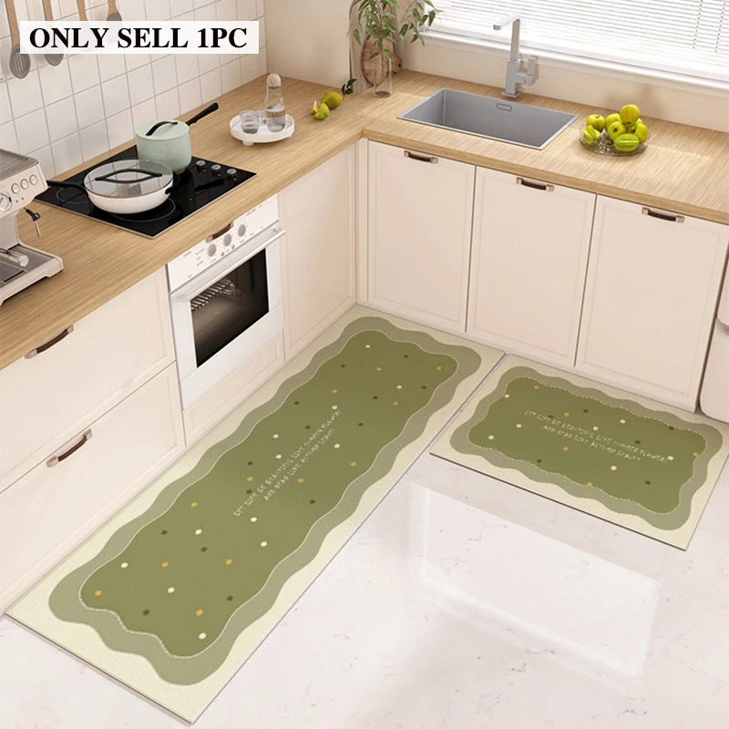 Kitchen Rug PVC Waterproof Leather Floor Mat Minimalist Floral Carpet Non-slip Oil-proof Long Foot Mats Home Decoration Rugs 양탄자