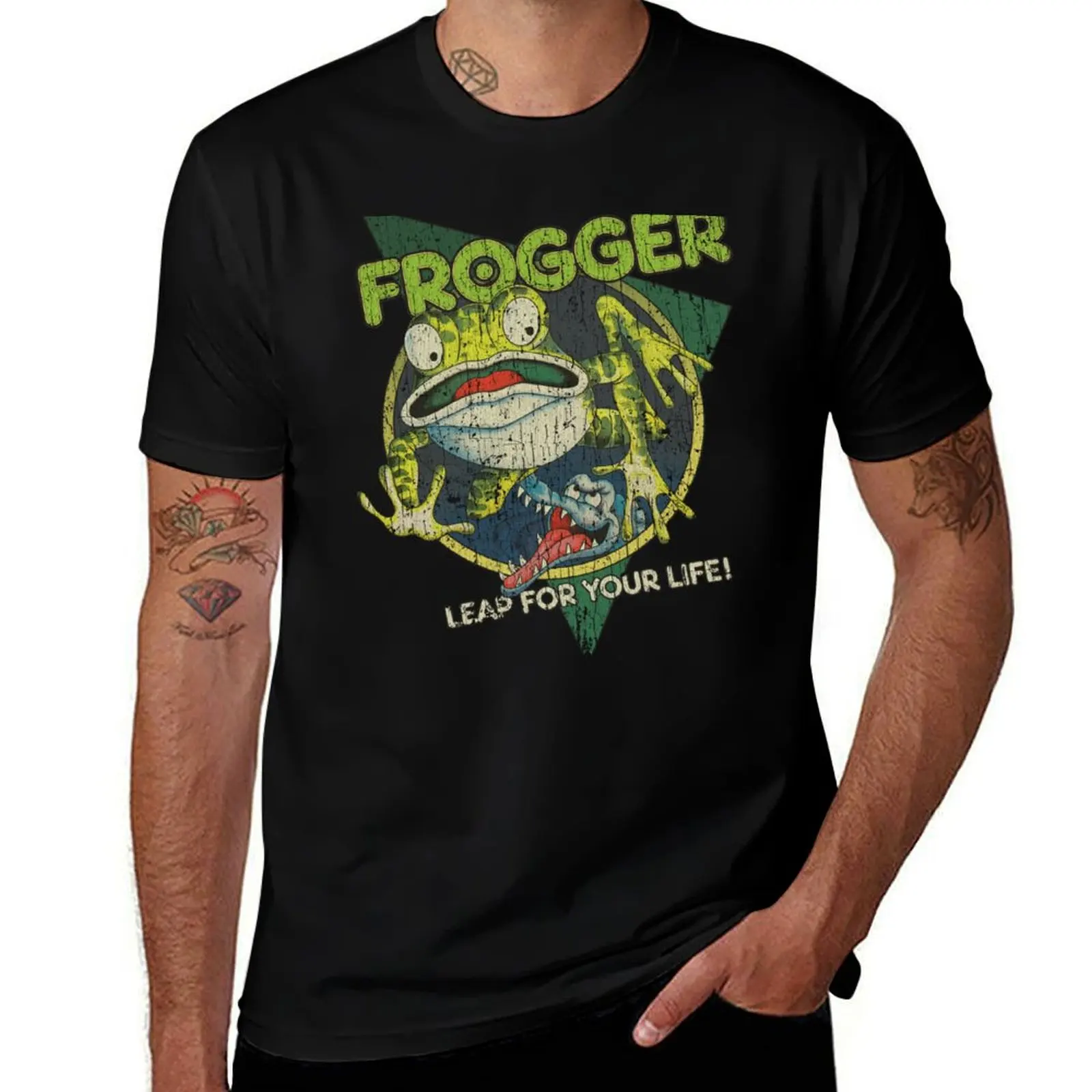 Frogger Leap For Your Life 1981 T-Shirt Work Basic Short Sleeve Top T-Shirt