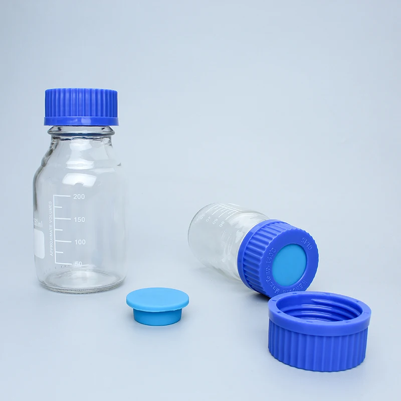 GL45 screw top blue cap reagent bottle headspace sampling bottle sampling sealed reagent with stopper oil