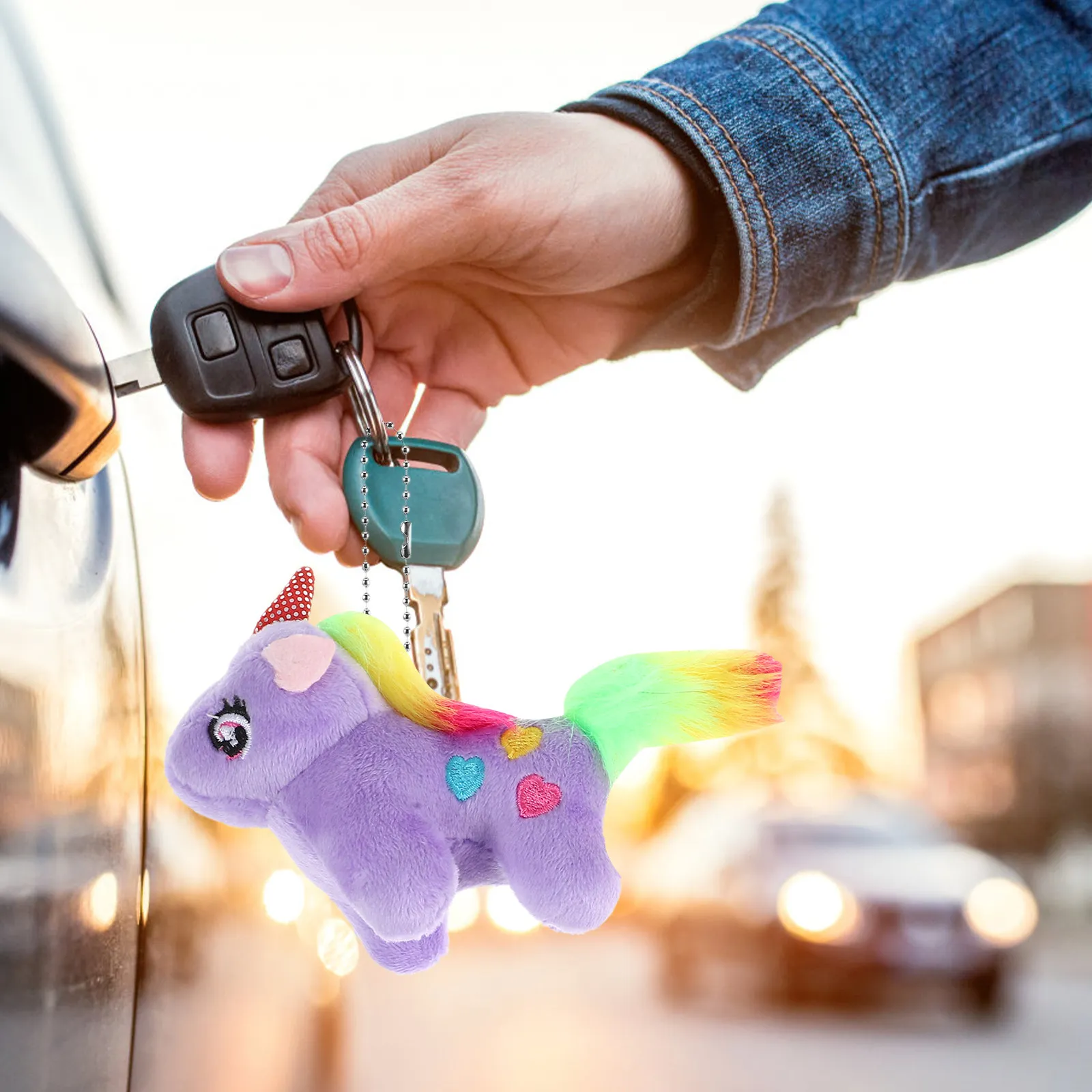 Unicorn Hanging Keychain Set of 4 – Cute Cartoon Key Chains for Bags, Purses, Keys – Aesthetic Charm Pendant