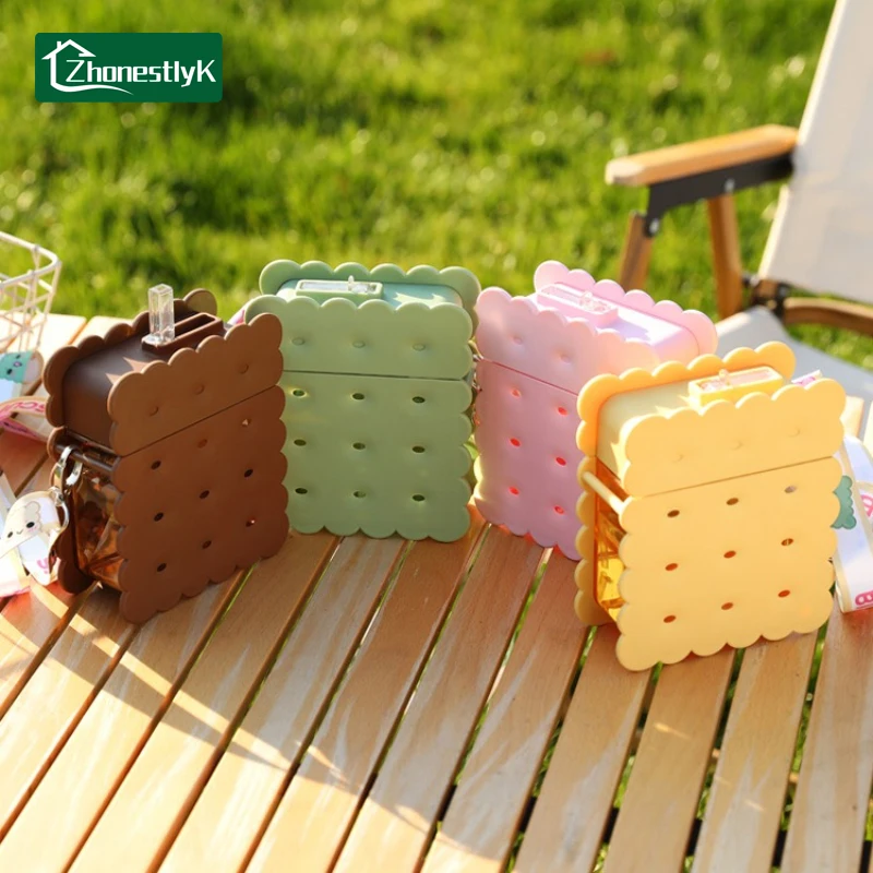 Biscuit Shaped Plastic Water Bottle with Straw Kawaii Children Leakproof Drinking Bottles Gym Travel Outdoor Sports Kettle