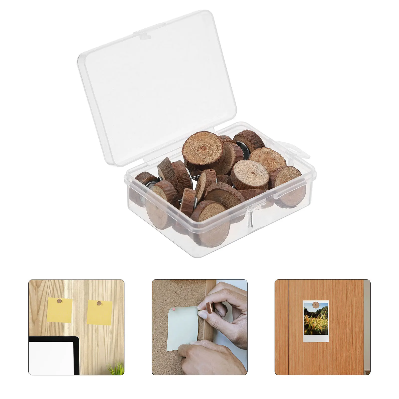 

20Pcs Wood Push Pins Thumb Tacks Decorative Wooden Push Pins for Cork Board Office Classroom Bulletin Thumb Tack
