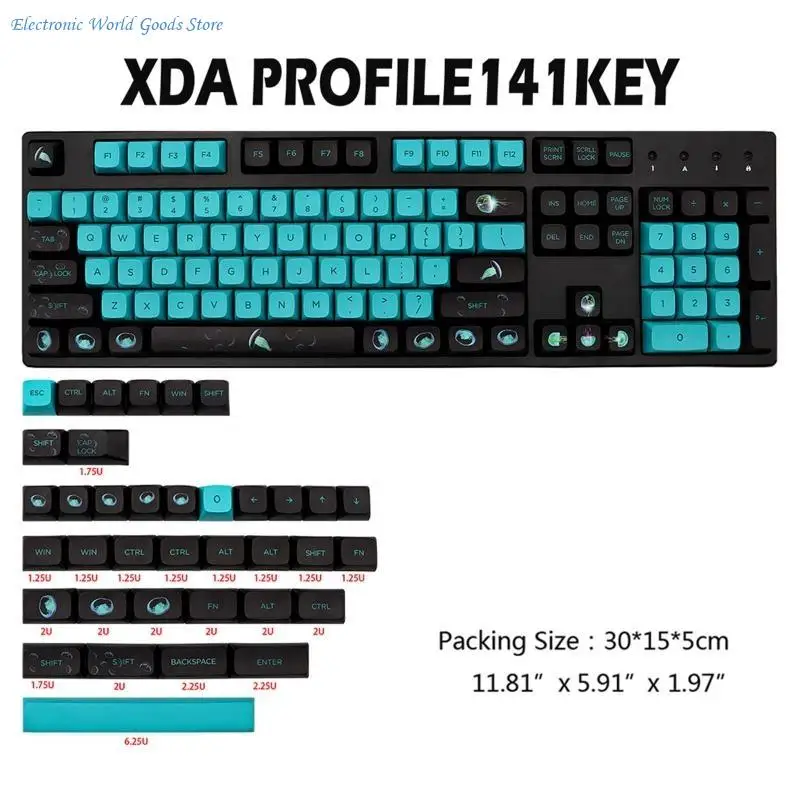 A3PD 141 pièces gelée poisson XDA Keycaps colorant sous rétro-éclairage Keycap pour clavier mécanique