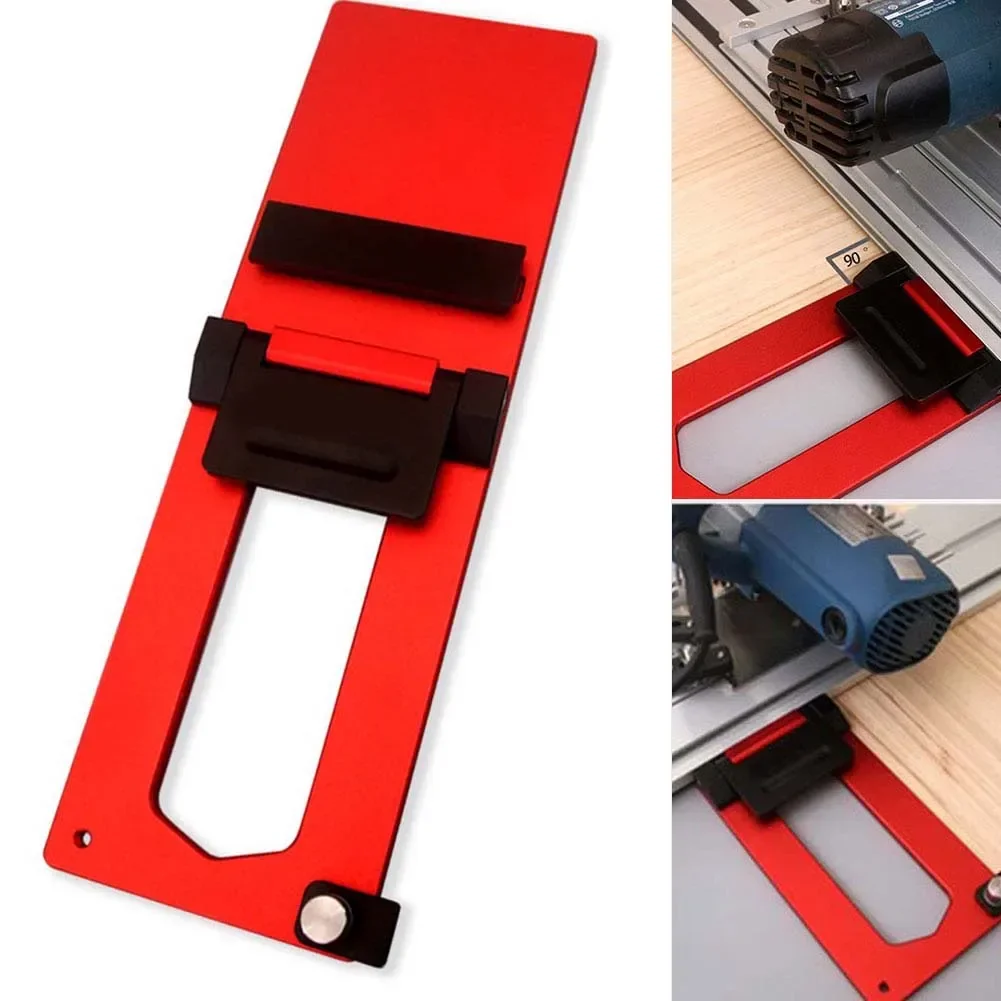 Electric circular saw guide rail with CNC aluminum alloy and brass locking screws for precise 90 degree positioning