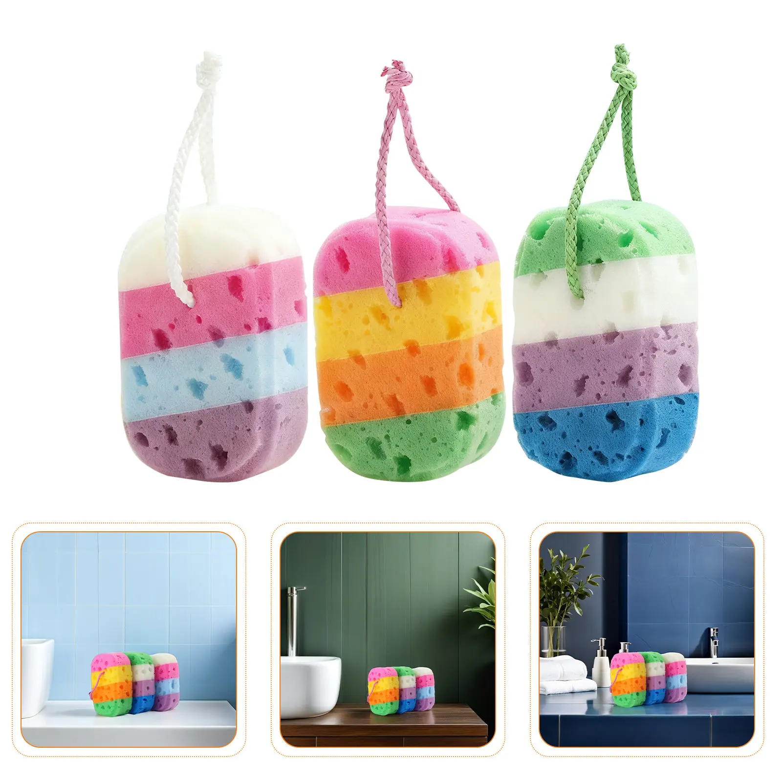 4Pcs Multicolor Honeycomb Bath Sponge Kit Soft Exfoliating Foaming Body Scrubber for Shower Spa Deep Cleansing Gentle Skin Care