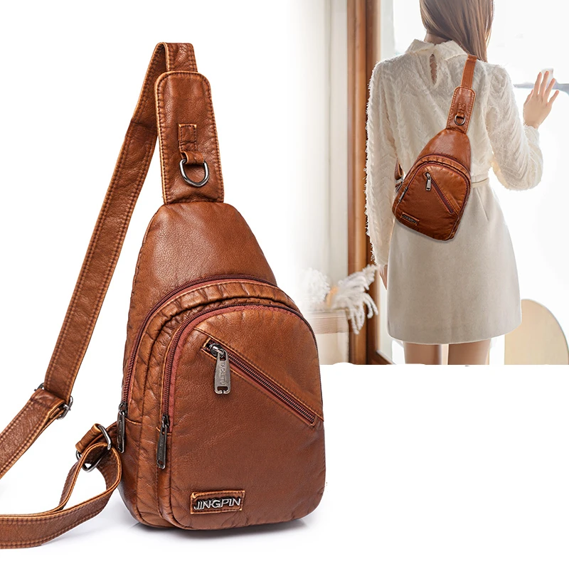 Fashion Soft Pu Leather Chest Bag Women High Quality Luxury Bag Classic Messenger Shoulder Bag Fashion2023Ultra light Sports Bag