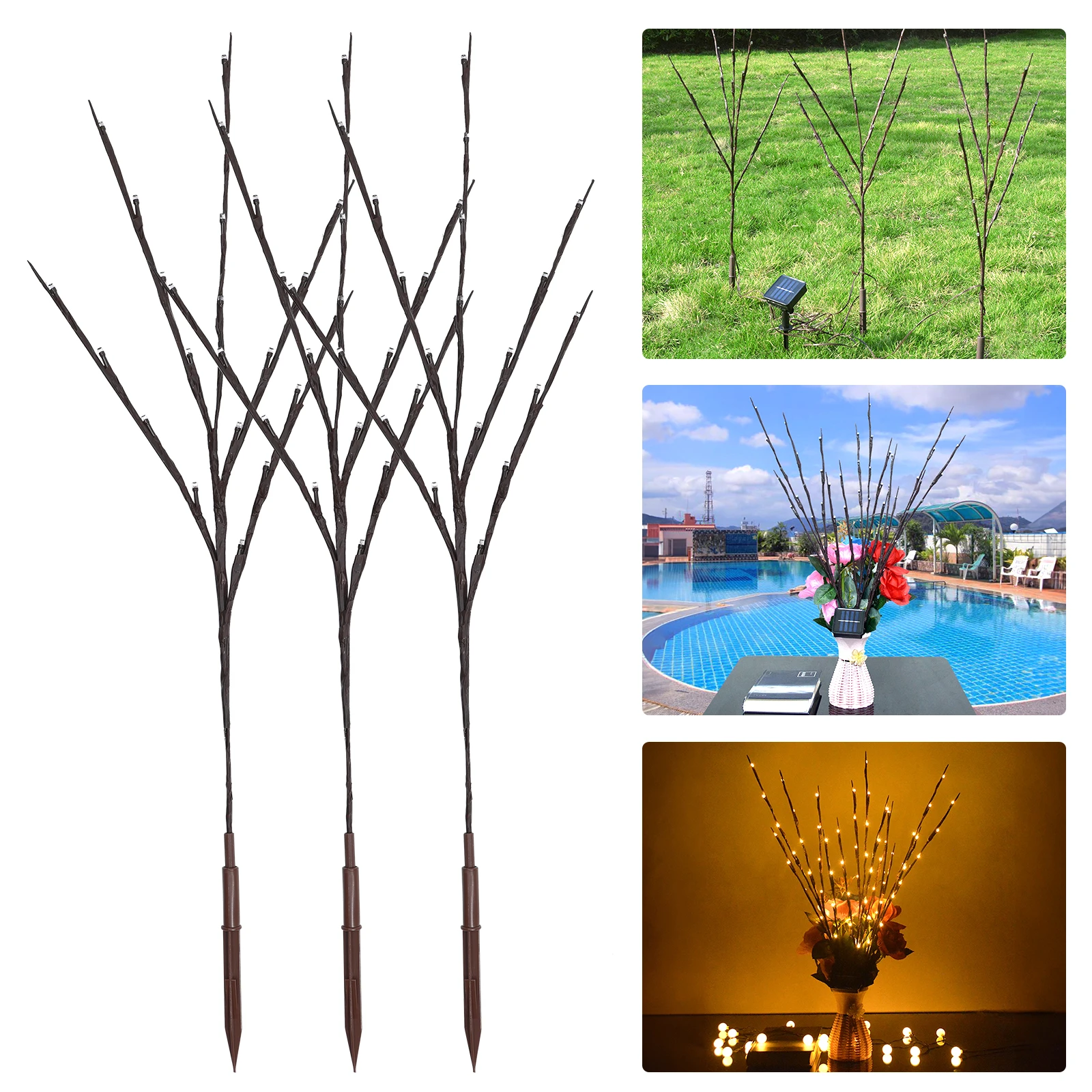 

Solar Tree Light Artificial Branch LED for Outdoors Deck Christmas Twig Solar Powered DecorativeLights Home Party Gallery