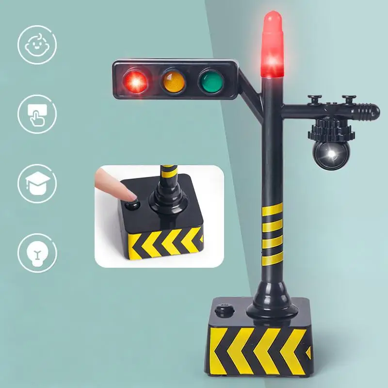Mini Traffic Signal Light Toy Model Simulation Road Sign Scene LED Kid Traffic Safe Education Learning Toy Car Accessories