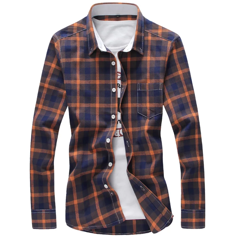 

Plaid Shirts Men's Checkered Shirt Brand Fashion Button Down Long Sleeve Casual Shirts Plus Size Drop Shipping