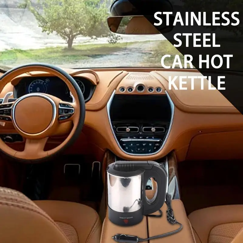 Car Electric Kettle 12V/24V 500ml Car Truck Heating Cup Automatic Shut off Coffee Mug Water Bottle Stainless Steel Water Heater