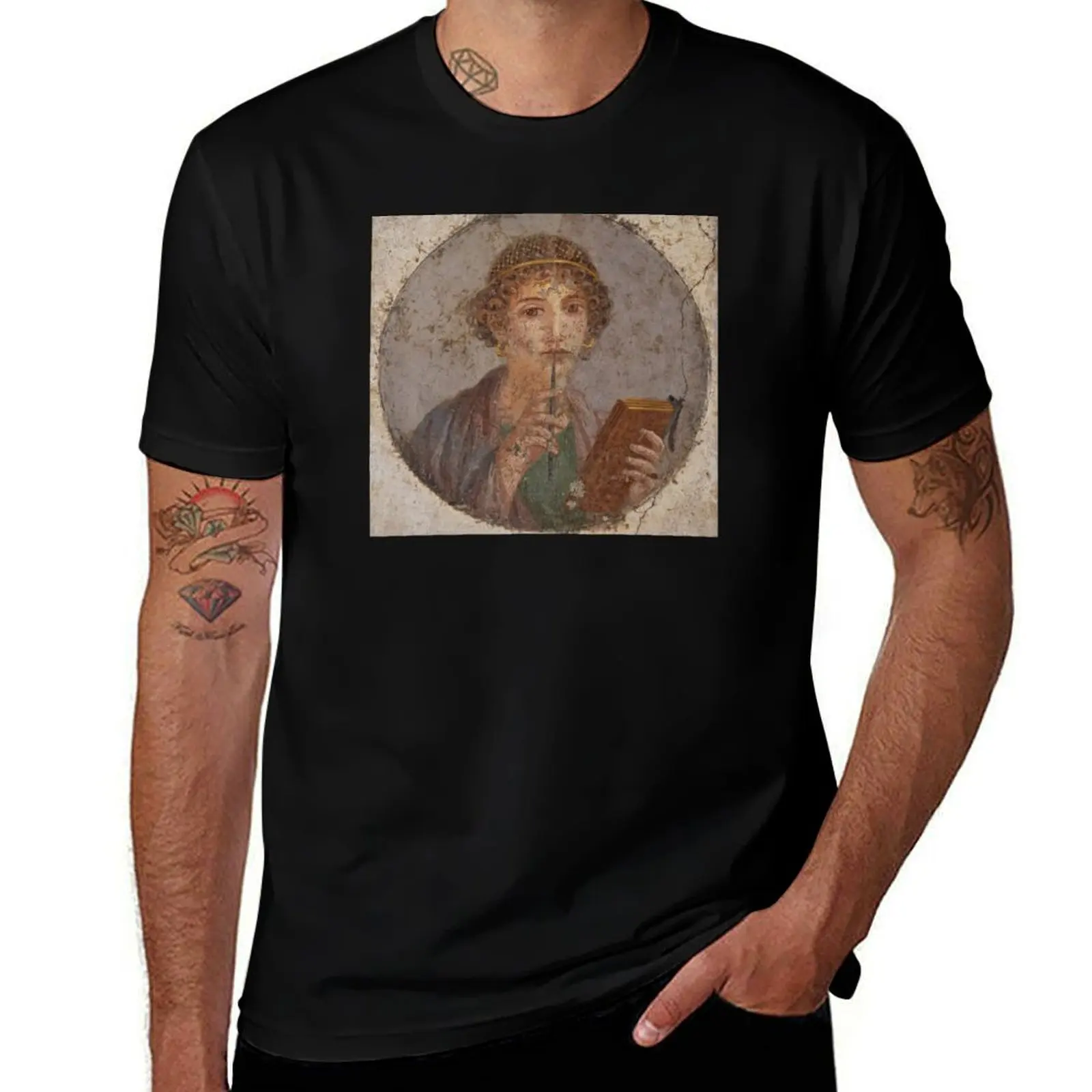 Souvenir from Pompeii - Saffo is thinking T-Shirt t shirts for man cotton T-Shirt